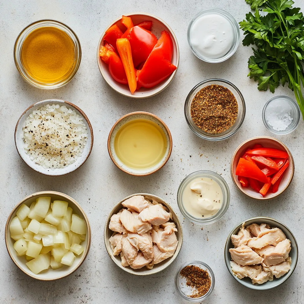 This Creamy Cajun Chicken with Colorful Bell Peppers is a delightful dish that marries zest and creaminess in a way that invigorates any dining experience. It features tender chicken breasts seasoned with robust Cajun spices, paired with vibrant bell peppers and buttery onions, all enveloped in a luxurious creamy sauce. The balance of spices, coupled with the rich texture, makes this dish not only satisfying but also visually appealing with its colorful ingredients. Whether you are planning a family dinner or looking to impress at a special gathering, this dish is sure to become a favorite.