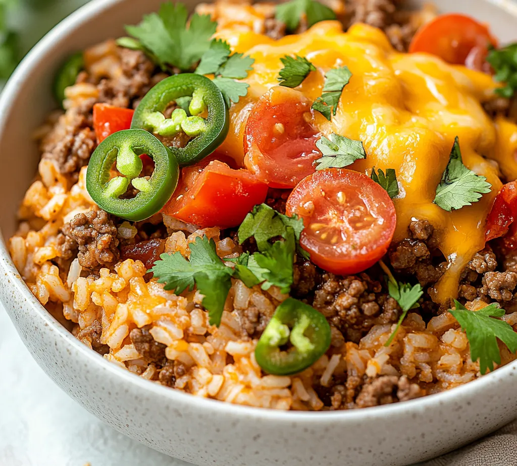 Cheesy Taco Rice Delight is a dish that celebrates the beloved flavors of tacos while weaving in the heartiness of rice. It's a perfect blend of savory ingredients that makes it comforting and satisfying. The hallmark of this recipe lies in its ability to bring together aromatic sautéed onions and garlic, perfectly cooked ground meat, and creamy melted cheese that joins the ensemble to create a delightful experience.