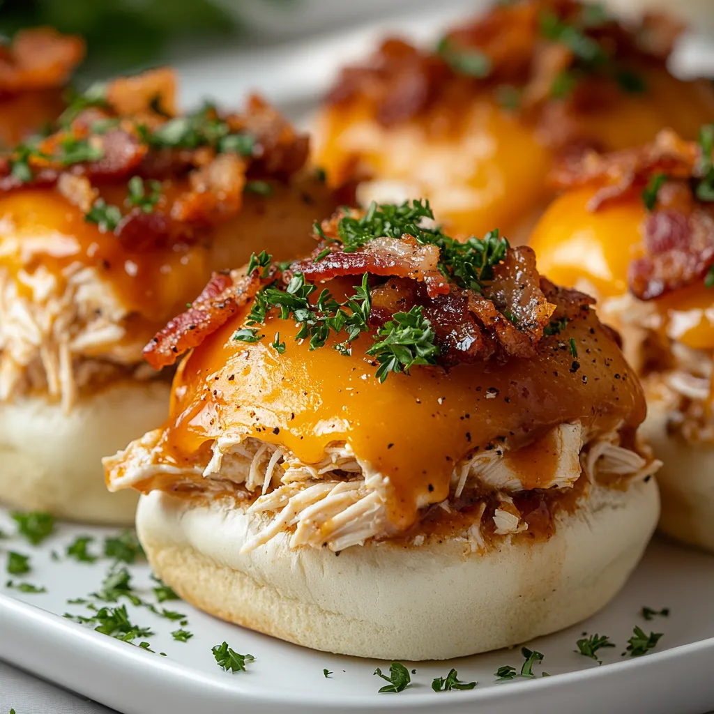 Bacon Ranch BBQ Chicken Sliders are the ideal fusion of flavors and textures that make any gathering a celebration. This recipe combines tender, shredded chicken infused with tangy BBQ sauce and ranch seasoning, layered with crispy bacon and sharp cheddar cheese—all nestled in soft slider buns. Each bite delivers comforting flavors reminiscent of backyard barbecues and family gatherings, each slider packed with smoky, tangy, and creamy goodness.
