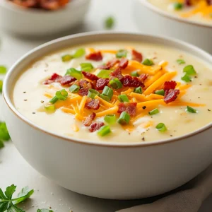 Hearty Loaded Baked Potato Soup is the epitome of comfort food, bringing warmth and satisfaction with every spoonful. This creamy dish offers a delightful combination of potatoes, rich cheese, and savory toppings, making it a favorite among families during colder months and chilly evenings. Potato soup, in general, is deeply rooted in tradition, often featuring in home kitchens as a simple yet satisfying meal. Its versatility allows it to be enjoyed on casual weeknights or special gatherings, warmly inviting everyone to partake in its flavors.