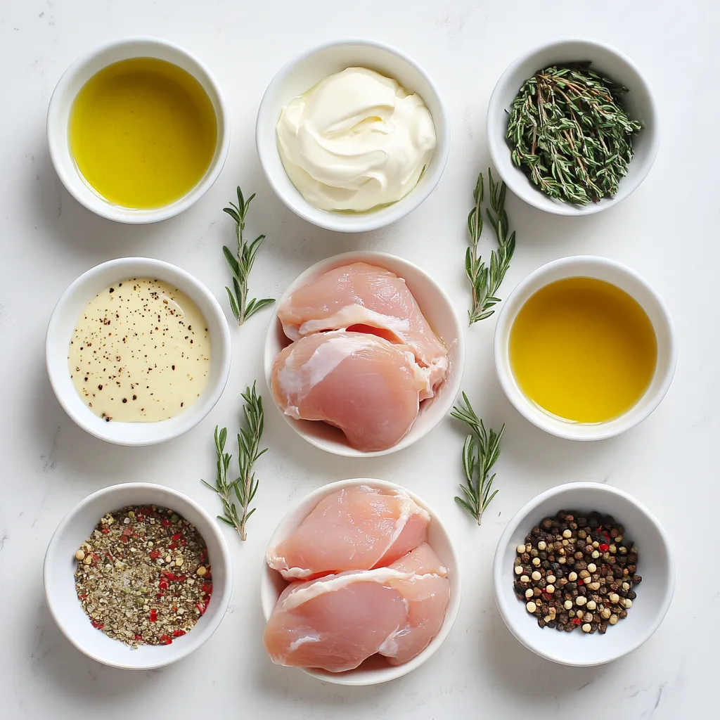 Herb-infused roasted chicken is a classic dish that combines succulent flavors with a creamy sauce, creating a comforting and indulgent meal. This specific recipe showcases juicy chicken thighs enhanced with fragrant herbs and a rich white sauce, making it ideal for family dinners or special occasions. When you serve this dish, expect a delightful meld of textures and flavors that will satisfy even the most discerning palate.