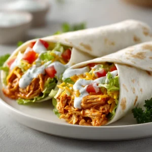 The Spicy & Savory Buffalo Chicken Wraps offer a delightful combination of heat and flavor that makes for a perfect meal or snack. Ideal for game days, family gatherings, or a quick weeknight dinner, these wraps are simple to prepare while satisfying cravings for spicy comfort food. The fusion of shredded chicken, zesty buffalo sauce, and fresh vegetables wrapped snugly in a soft tortilla creates a tantalizing experience that appeals to a wide range of palates.