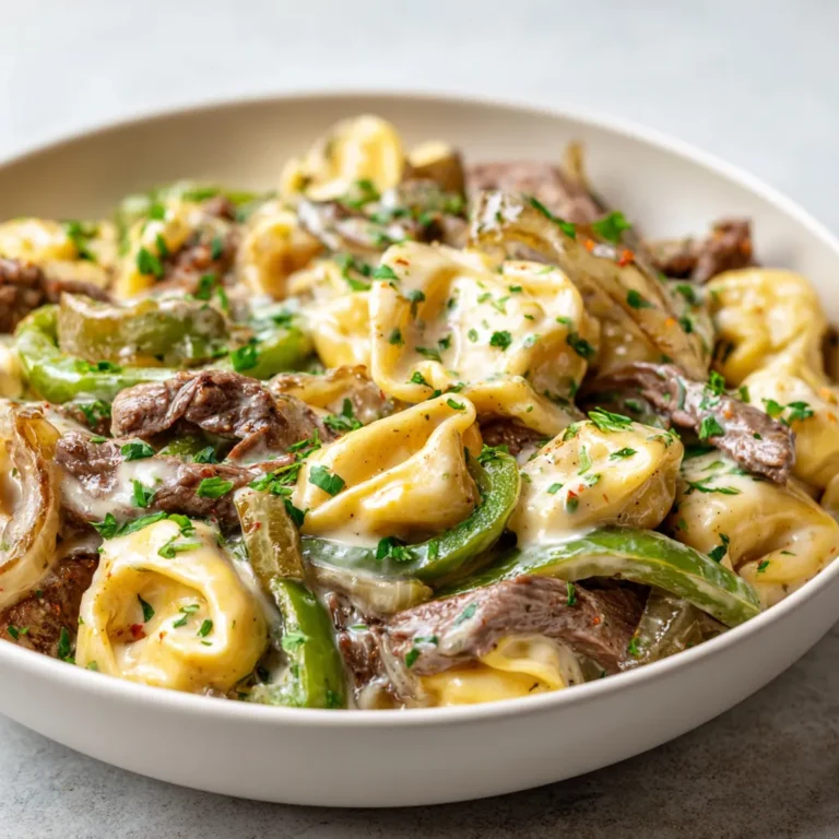 Cheesesteak Tortellini in Creamy Provolone Sauce is a delicious and comforting dish that expertly combines the rich, savory flavors of a classic cheesesteak with the tender texture of cheese tortellini. This culinary creation melds together perfectly cooked tortellini with premium ribeye steak, vibrant vegetables, and a sumptuous creamy sauce, resulting in an indulgent meal that's sure to satisfy. Whether you're looking for a quick weeknight dinner or a dish to impress guests at a gathering, this Cheesesteak Tortellini offers a delightful experience that is both satisfying and rich in flavor.