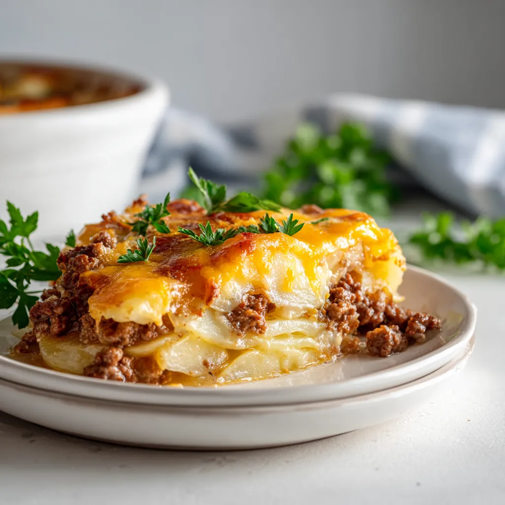 The comfort of home-cooked meals is hard to beat, with a Hearty Ground Beef & Potato Casserole at the forefront of family favorites. This satisfying dish enchants diners with layers of seasoned ground beef, tender potatoes, and bubbling cheese. The richness of the beef, combined with the creamy texture of sour cream and the sharpness of cheddar, creates a hearty meal that speaks of warmth and indulgence. Whether it's a chilly evening or a gathering of loved ones, this casserole is an ideal choice for those looking to impress without a fuss.