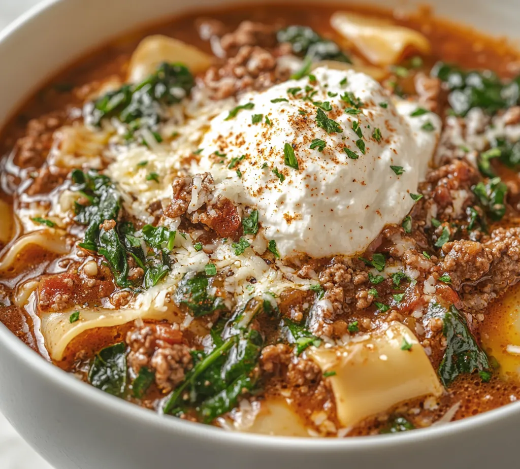 The allure of a warm, comforting bowl of soup is unmatched, especially during colder months. For those seeking a quick yet satisfying meal, Comforting Easy Lasagna Soup is the answer. This dish combines the hearty flavors of traditional lasagna with the convenience of a one-pot soup, making it perfect for busy weeknights or leisurely weekends. The combination of seasoned meat, wholesome vegetables, and creamy cheese transforms familiar lasagna elements into a cozy and accessible form.