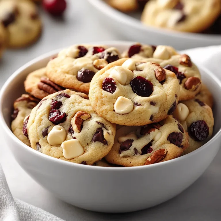The aroma of freshly baked cookies wafting through the kitchen is a comforting delight, and nothing embodies this joy quite like White Chocolate Cranberry Bliss Cookies. Perfectly soft, these cookies combine the creamy sweetness of white chocolate with the tartness of cranberries, offering a delightful flavor contrast in every bite. The mix of textures, including crisp edges and a chewy center, ensures that these cookies will be a hit with anyone who takes a bite.