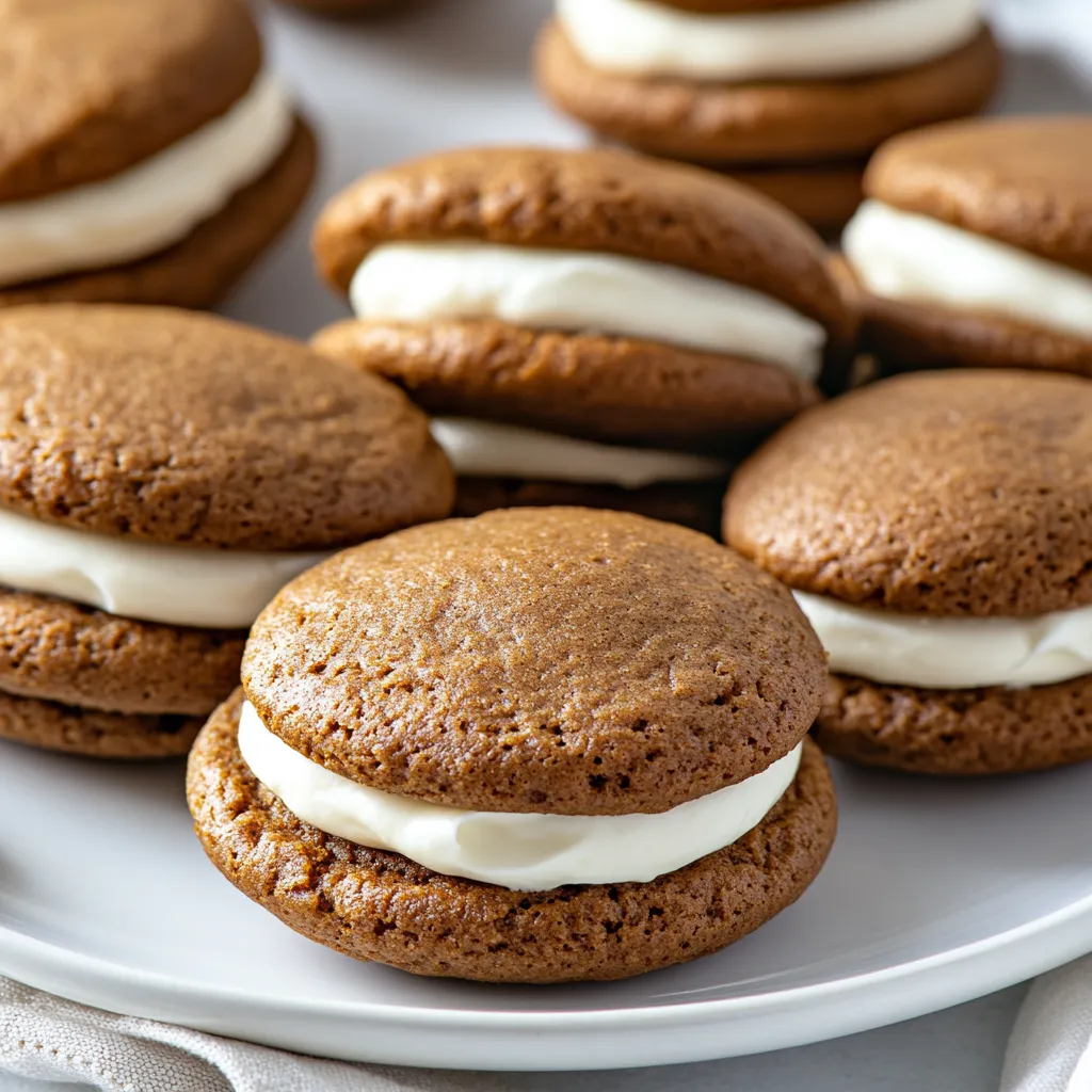 Gingerbread whoopie pies are an enchanting twist on the classic gingerbread cookie that brings warmth and cheer to any gathering. With their spiced flavor, soft texture, and creamy filling, these treats capture the essence of the holiday season. Made from a blend of aromatic spices and a rich molasses batter, these whoopie pies are not just delicious but also evoke memories of cozy winter evenings and festive celebrations. Perfectly suited for any holiday table, they can be enjoyed on their own or served as part of a larger dessert spread.