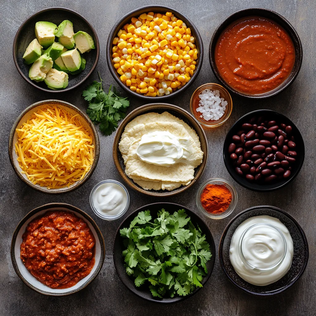 Cheesy Bean Bliss Enchiladas are a delightful and hearty dish, packed full of flavors that make for an unforgettable meal. This recipe combines the rich earthiness of black beans with the creamy texture of refried beans, all enveloped in soft corn tortillas and topped with a melty layer of cheese. The use of spices like cumin and chili powder adds depth and warmth, enhancing the overall taste profile. These enchiladas not only shine as a comforting dinner option but can also be dressed up for gatherings, potlucks, or even casual family meals.