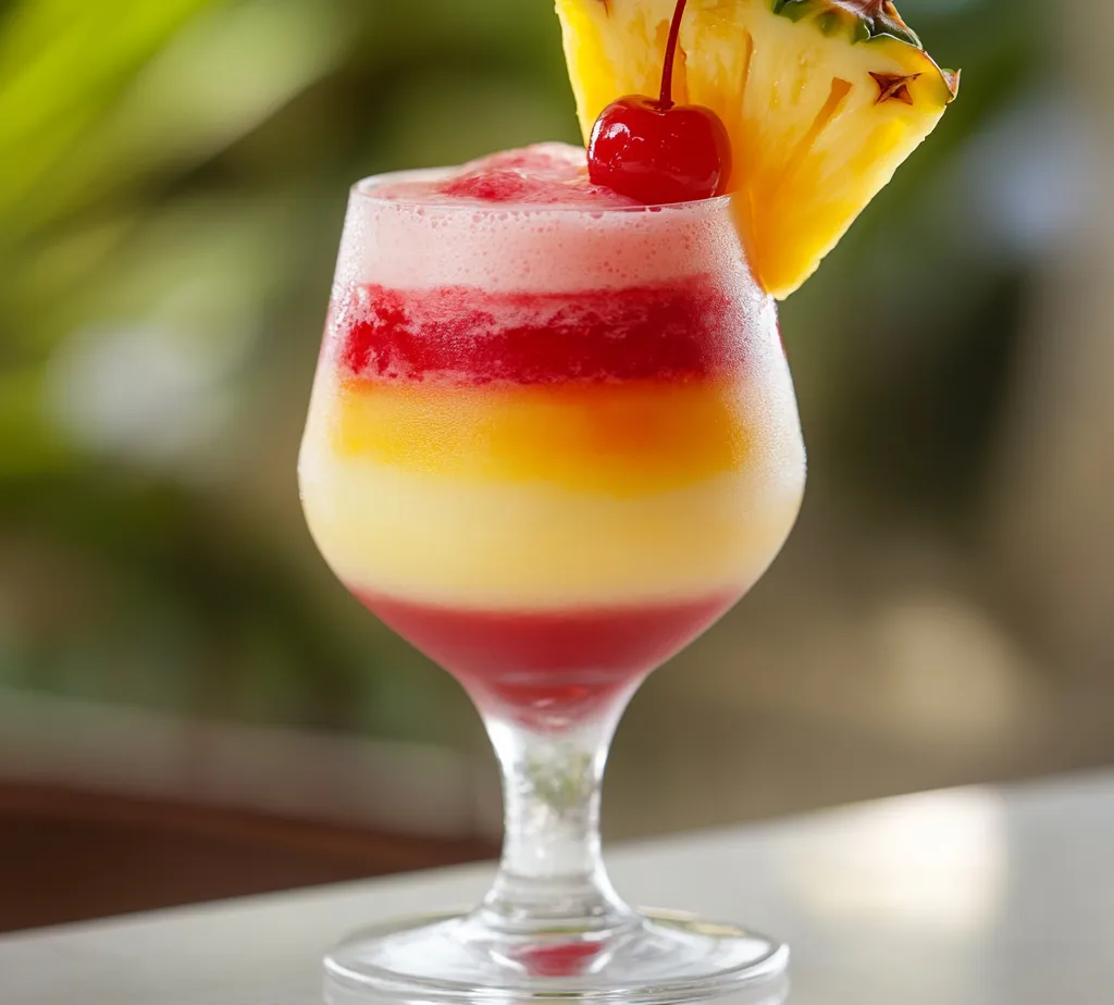 Explore the refreshing world of tropical beverages with the Tropical Paradise Lava Flow. This non-alcoholic drink captures the essence of a sunny beach getaway, presenting beautiful layers reminiscent of flowing lava. Imagine savoring a vibrant mix of flavors that transports you to a tropical paradise, each sip bringing you closer to sun-soaked beaches and gentle ocean breezes. The combination of fresh pineapple, smooth coconut cream, and sweet strawberry puree creates a delightful taste sensation that is perfect for gatherings or as a solo indulgence.