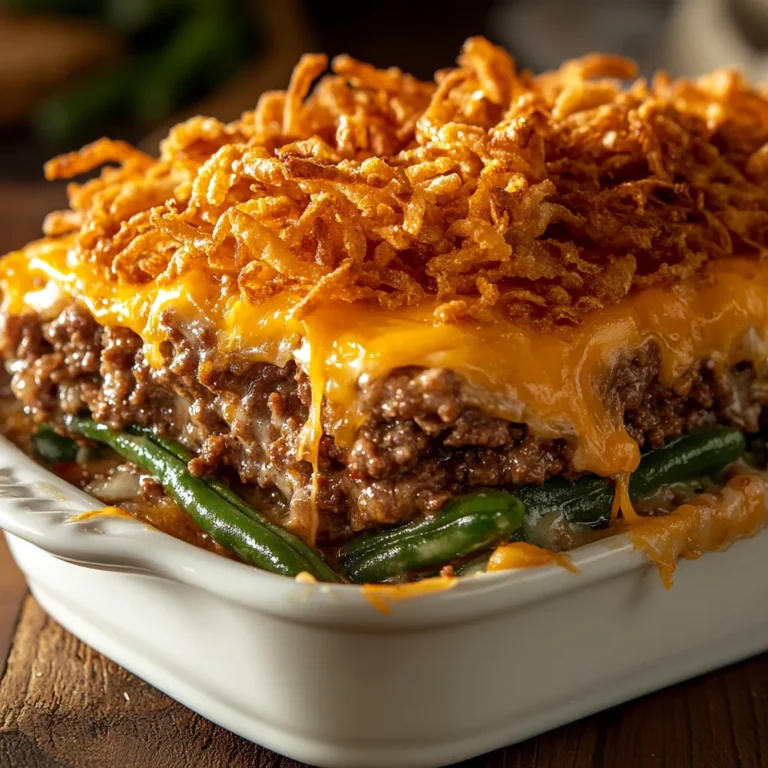 The savory hamburger and green bean casserole is a delightful blend of flavors that perfectly embodies comfort food. This dish is ideal for family dinners, gatherings, or any occasion when you want to serve something hearty and satisfying. Casseroles are beloved in home cooking for their convenience—simply combine your ingredients, place them in the oven, and enjoy the aroma of a meal that's baking to perfection.
