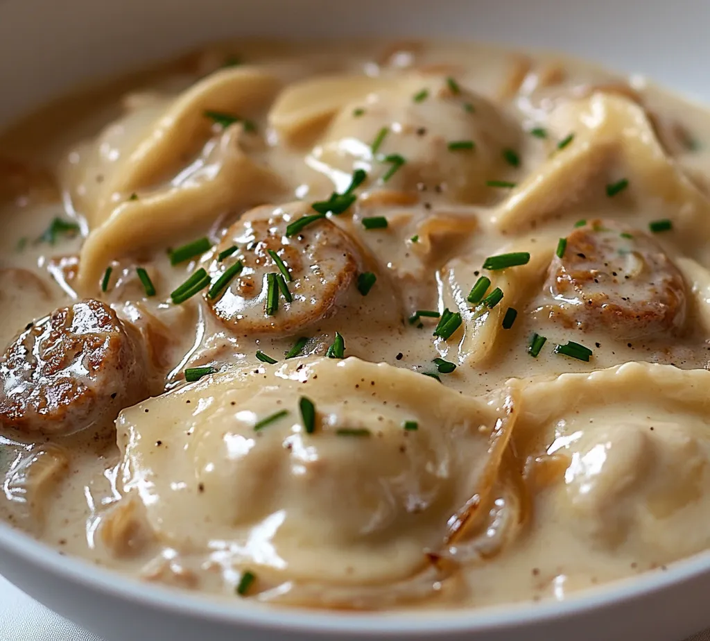 Creamy One-Pan Pierogi with Turkey Sausage Delight is a wonderfully comforting dish that makes for an ideal meal after a long day. This fantastic recipe marries the richness of heavy cream with the savory flavors of turkey sausage, creating a dish that envelops your taste buds in warmth and satisfaction. The pierogi, filled with potato and cheese, add a delightful chewiness and heartiness to the dish, making it perfect for cozy family dinners or casual gatherings.