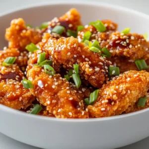 Crispy Chicken Tenders with Spicy Bang Bang Sauce is a delightful dish that embodies comfort food at its best. These chicken tenders are not only crispy on the outside but also boast a tender, juicy interior. They are perfect as an appetizer for a gathering or a satisfying main course for a family meal. The standout feature of this dish is undoubtedly the Spicy Bang Bang Sauce, which takes the already delicious chicken tenders to a whole new level with its creamy, spicy, and slightly sweet flavor profile. Whether you're enjoying them on game night, serving them at a party, or simply indulging in a cozy dinner at home, these crispy tenders will please everyone at the table.