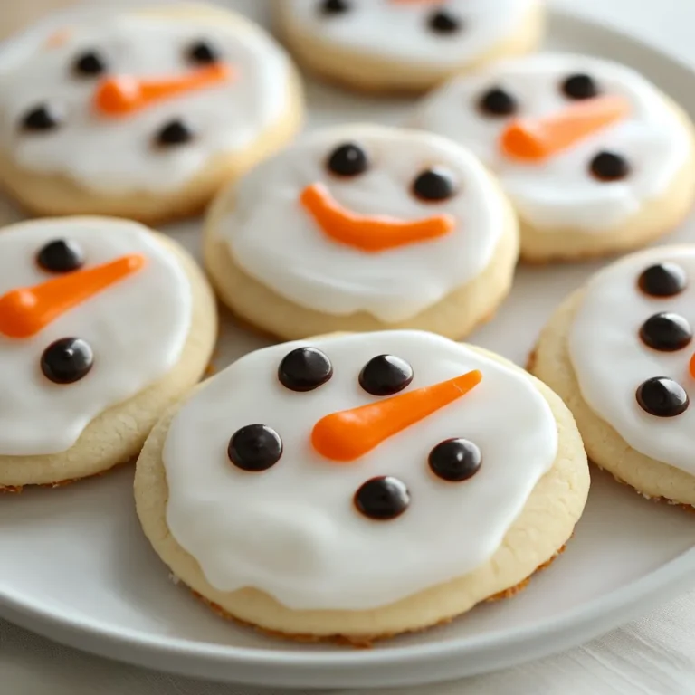 Frosty Snowman Cookies are the quintessential holiday treat that brings cheer and sweetness to any festive gathering. With their charming snowman shape, these cookies not only taste great but also serve as delightful decorations for your dessert table. The playful design, combined with delicious flavors, makes them a perfect dessert for holiday parties, family gatherings, or just a cozy night spent baking with loved ones. Each cookie has a crisp edge, while the center stays soft and chewy, delivering a wonderful texture that complements their sweet and subtly nutty flavor.