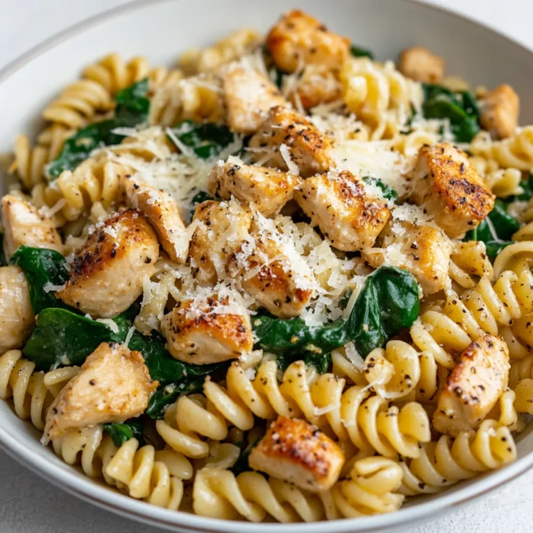 Exploring a delightful Garlic Parmesan Chicken Pasta recipe that balances nutrition and flavor. This dish is perfect for busy weeknights or a special dinner, marrying the wholesomeness of whole grain pasta with tender chicken, aromatic garlic, and fresh spinach. With its vibrant ingredients and creamy, cheesy sauce, this meal promises satisfaction while being quick to prepare. Whether you are cooking for your family or treating yourself, this Garlic Parmesan Chicken Pasta is both comforting and healthy, making it an excellent addition to your culinary repertoire.