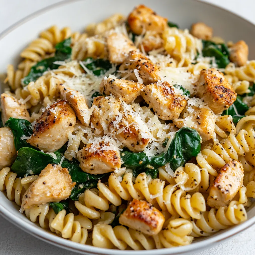 Exploring a delightful Garlic Parmesan Chicken Pasta recipe that balances nutrition and flavor. This dish is perfect for busy weeknights or a special dinner, marrying the wholesomeness of whole grain pasta with tender chicken, aromatic garlic, and fresh spinach. With its vibrant ingredients and creamy, cheesy sauce, this meal promises satisfaction while being quick to prepare. Whether you are cooking for your family or treating yourself, this Garlic Parmesan Chicken Pasta is both comforting and healthy, making it an excellent addition to your culinary repertoire.