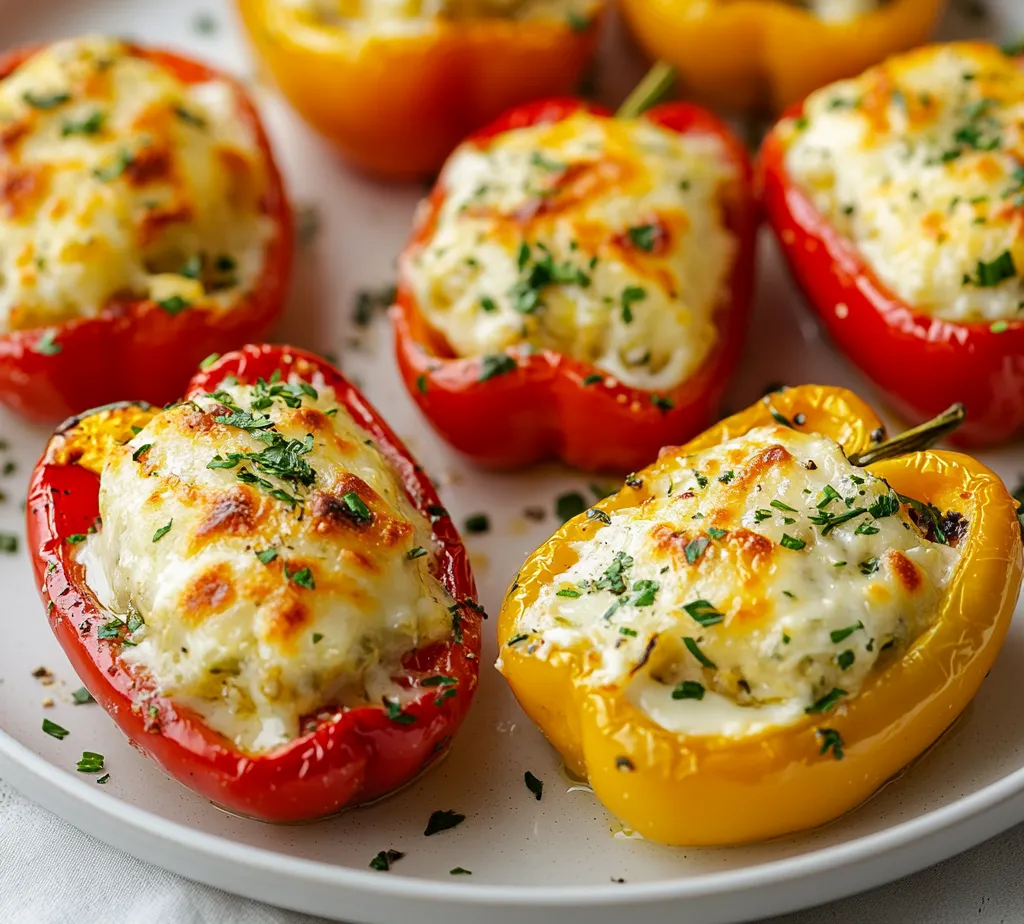 Savory stuffed mini peppers are a delightful fusion of vibrant colors and bold flavors, making them an exceptional choice for appetizers or snacks. These bite-sized treats are not only visually appealing but also versatile, as they can fit seamlessly into a variety of gatherings—whether it's a festive celebration, a casual get-together, or an elegant dinner party. Their attractive, sweet crunch pairs beautifully with a creamy, savory filling, creating an explosion of taste in every bite.