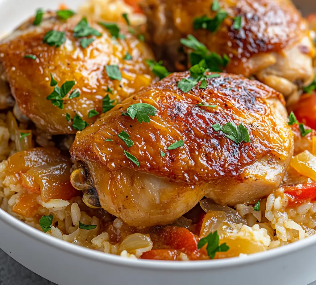 The allure of a hearty, comforting dish lies in its ability to warm the soul while tantalizing the taste buds. Smothered Chicken and Rice Delight embodies this philosophy, offering a symphony of flavors that brings the family together around the dinner table. This dish features succulent chicken thighs paired with creamy rice, enveloped in a rich, savory sauce that is perfectly seasoned to enhance every bite. The combination of tender, seared chicken and aromatic vegetables creates a delightful meal that celebrates simplicity and satisfaction.