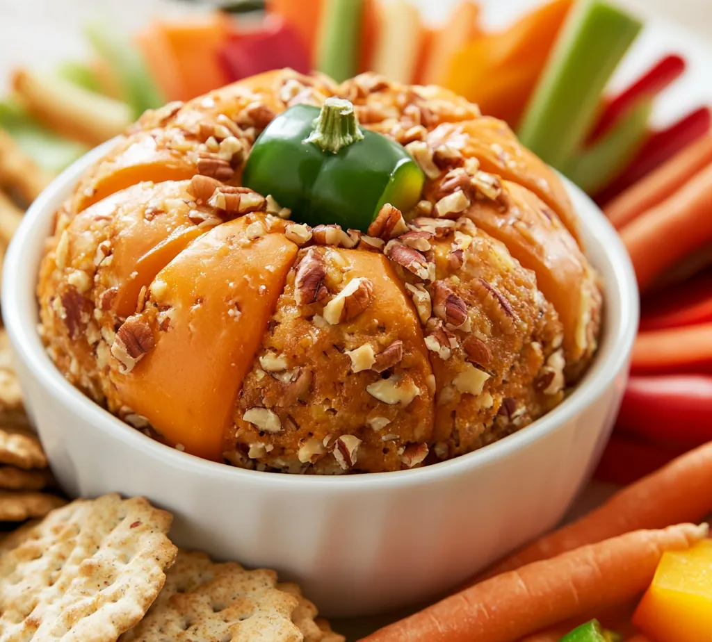 Exploring creative and fun appetizers for gatherings is always a delightful endeavor. This pumpkin-shaped cheese ball promises to be the centerpiece of your next party, combining flavors and visuals that are sure to impress your guests. With its creamy texture and savory ingredients, this dish is celebrated for its festive appeal and delicious taste. Whether you’re hosting a Halloween party, a fall gathering, or simply a family get-together, this cheese ball matches the occasion perfectly. Its vibrant color and playful shape instantly catch the eye, inviting everyone to dig in.