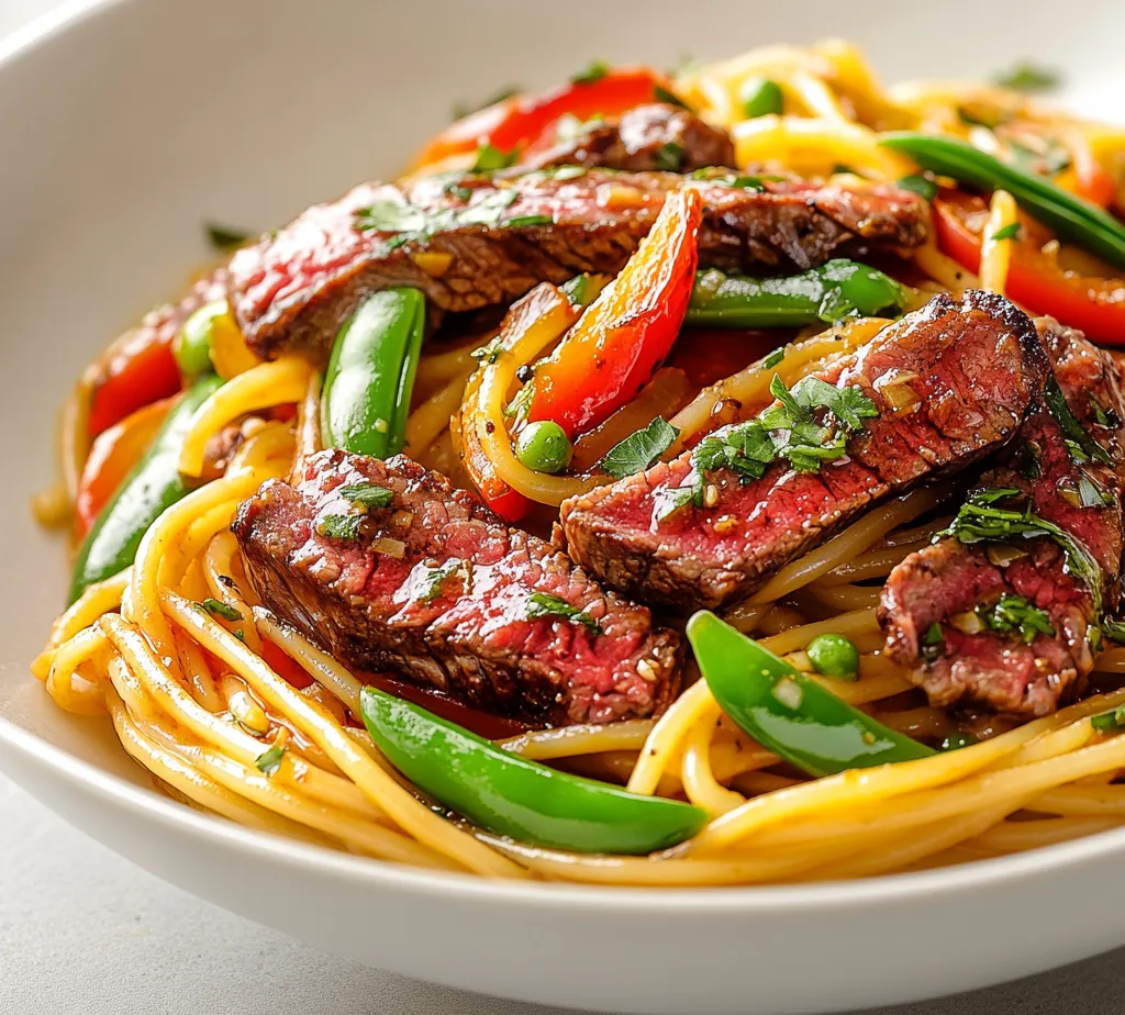 Sweet and Spicy Garlic Steak Pasta is a delightful fusion that brings together tender flank steak, vibrant vegetables, and the deliciously contrasting flavors of sweet honey and spicy red pepper flakes. This dish is not just a meal but an experience that tantalizes the taste buds. With garlic as the foundational flavor, the combination of savory and sweet notes creates an inviting aroma that fills the kitchen, making it perfect for family dinners or social gatherings.
