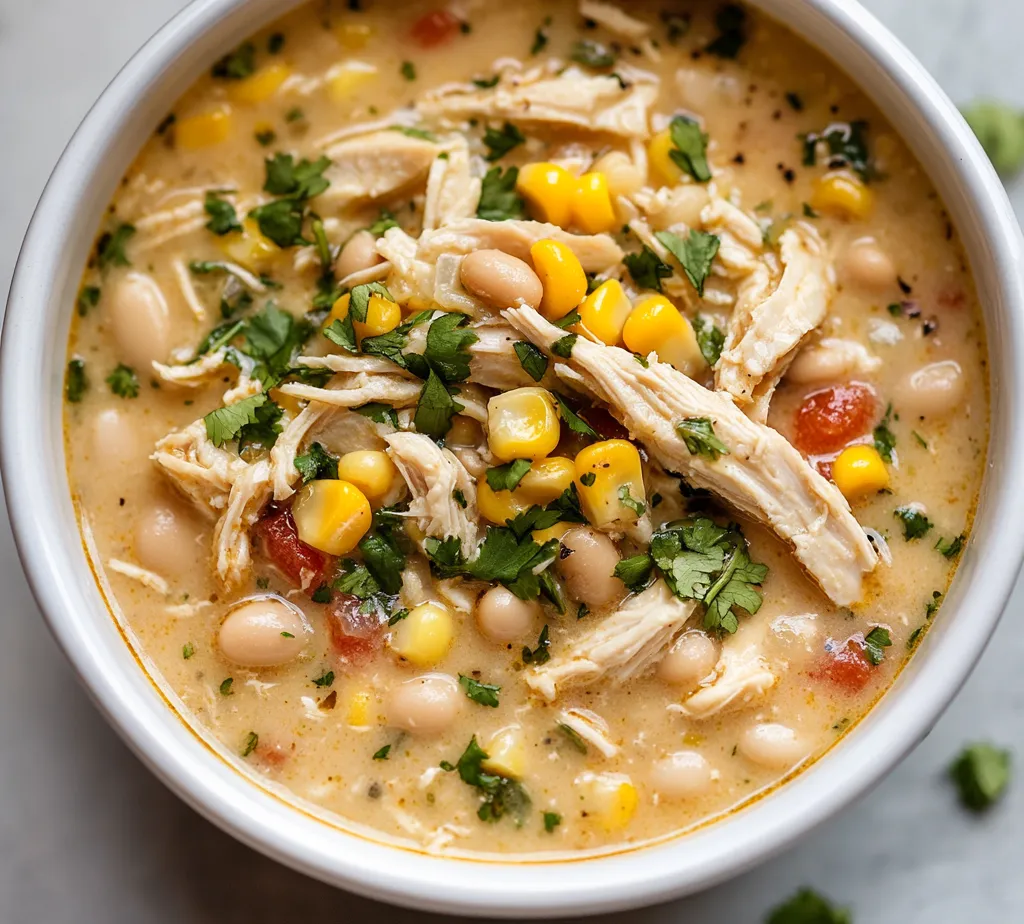 An inviting aroma wafts from the kitchen as the creamy, delightful slow-cooker white chicken chili simmers away. This comforting dish melds tender chicken with a medley of wholesome ingredients, perfect for a cozy family dinner or a gathering with friends. The rich flavors are enhanced by using a slow cooker, which allows the ingredients to meld beautifully over several hours, creating a hearty meal that nourishes both body and soul.