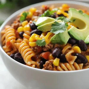 Taco Pasta Fiesta Delight combines the festive and robust flavors of traditional tacos with the hearty comfort of pasta, making for a truly unique dish. This culinary creation is not just a feast for the taste buds—it also incorporates a variety of nutritious ingredients such as lean protein, vibrant vegetables, and rich cheese, making it a well-rounded meal. Whether you're hosting a family dinner or simply preparing a quick weeknight meal, this dish fits the bill perfectly, delivering both nourishment and satisfaction for everyone at the table.