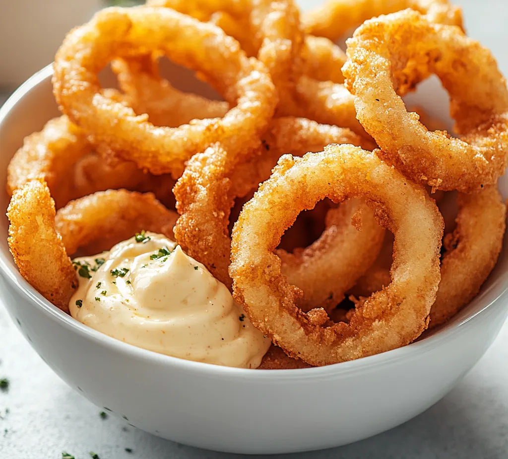 The irresistible allure of crispy onion rings is hard to resist. These iconic deep-fried snacks are known for their crunchy exterior and tender onion center, making them a favorite among many. This recipe elevates the classic onion ring by pairing it with a zesty aioli that brings a delightful sharpness to each bite. Whether served as a scrumptious appetizer at a gathering or a side dish for your favorite burger, these crispy onion rings will undoubtedly be a hit at your table.