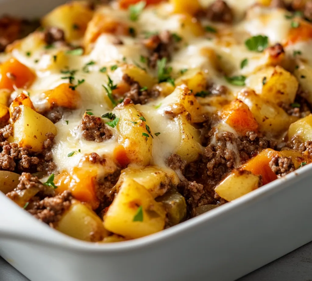 Hearty Hobo Casserole with Ground Beef and Potatoes is a quintessential home-cooked dish that effortlessly delivers both warmth and satisfaction. This one-dish meal brings together classic ingredients to create a filling casserole that is perfect for busy weeknights or a cozy family gathering. The robust flavor of ground beef combines beautifully with tender potatoes, sweet vegetables, and a flavorful broth, making each bite a real treat.