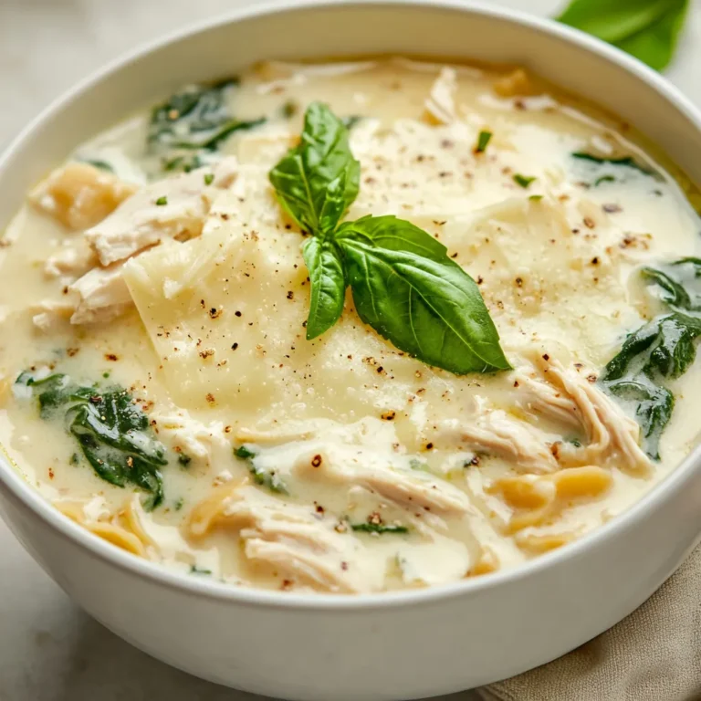 The delightful combination of creamy textures and hearty flavors makes Creamy White Chicken Lasagna Soup a standout comfort food. This innovative dish artfully merges the essence of traditional lasagna into a cozy soup format, perfect for a dinner during the week or even a special gathering. With its luscious creamy base enriched by shredded rotisserie chicken, fresh spinach, and a delightful blend of rich cheeses, this recipe is designed to please the whole family.