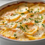 The rich aroma of Cheesy Delight Scalloped Potatoes wafting through the kitchen promises a comforting and indulgent experience for any dinner. This velvety dish is perfect for family gatherings or special occasions, combining the hearty earthiness of russet potatoes with the bold flavors of cheddar and Parmesan cheeses. Each bite delivers a satisfying blend of creaminess and sharp cheese, making it an irresistible option for both casual meals and festive feasts.