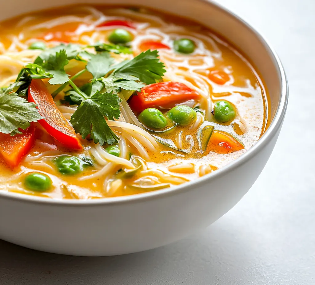 Spicy Coconut Curry Noodle Soup is a delectable dish that perfectly balances rich, creamy flavors with vibrant, fresh vegetables. This hearty soup is aromatic, warming, and deeply satisfying, making it a beloved option for those looking to enjoy a comforting meal. Its enticing blend of spices and creamy coconut milk make it not just a treat for the taste buds, but also a feast for the eyes, showcasing an array of colorful vegetables.