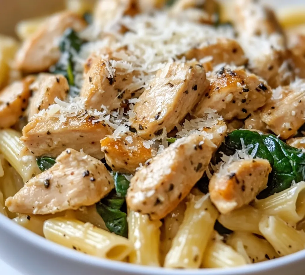 Exploring a delightful Garlic Parmesan Chicken Pasta recipe that balances nutrition and flavor. This dish is perfect for busy weeknights or a special dinner, marrying the wholesomeness of whole grain pasta with tender chicken, aromatic garlic, and fresh spinach. With its vibrant ingredients and creamy, cheesy sauce, this meal promises satisfaction while being quick to prepare. Whether you are cooking for your family or treating yourself, this Garlic Parmesan Chicken Pasta is both comforting and healthy, making it an excellent addition to your culinary repertoire.