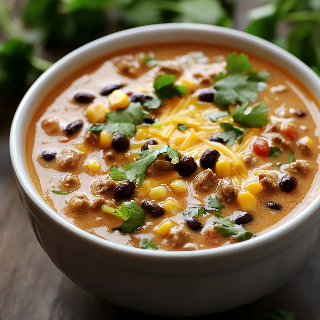 Creamy Beef Taco Soup Delight is a wonderful combination of flavors that encapsulates the essence of comfort food. This homestyle soup marries the richness of ground beef with a medley of beans and corn, complemented by the creaminess of heavy cream and a hint of taco seasoning. Perfect for those chilly nights or whenever you crave something hearty, this soup is not just a meal but an experience—ideal for family cozy dinners and casual gatherings.