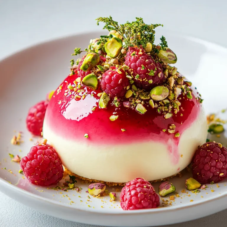 Pistachio and Raspberry Cheesecake Domes offer a delightful culinary experience that marries the rich, nutty flavor of pistachios with the tartness of fresh raspberries. This dessert is not only visually stunning but also provides a harmonious balance of textures and tastes. These domes serve as a perfect treat for special occasions, dinner parties, or even as a luxurious finish to a cozy meal at home. Their elegant shape and vibrant colors make them an eye-catching centerpiece, whether you're serving family or guests.