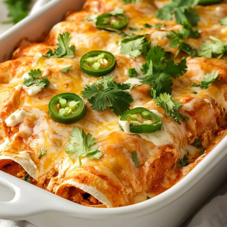 Cheesy Chicken Enchiladas are a delightful dish that brings the vibrant flavors of Mexican cuisine right to your kitchen. Renowned for their creamy texture and rich flavor profile, these enchiladas combine tender shredded chicken with a melty cheese filling, all encased in soft corn tortillas. The beauty of this dish lies not just in its flavor, but also in its home-cooked appeal, making it an ideal meal for family gatherings or weeknight dinners alike.