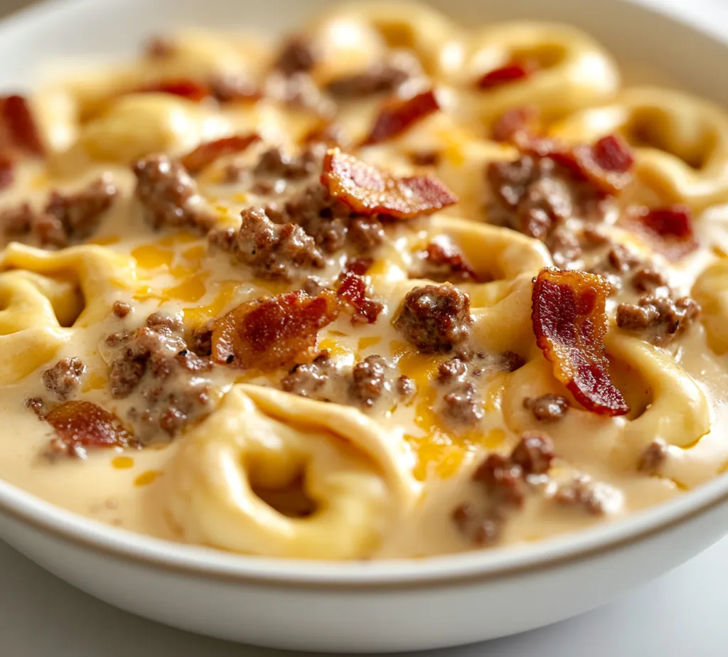 Understanding the fusion of flavors is the essence of great cooking. The Bacon Cheeseburger Tortellini Delight brilliantly merges quintessential comfort foods—rich, creamy tortellini intertwined with the savory goodness of a cheeseburger. Each bite offers a delightful experience, with the cheese tortellini providing a perfect vessel for the rich, meaty sauce while the crispy bacon adds an irresistible crunch. This dish transforms the traditional elements of a cheeseburger into a creamy pasta dish that is sure to satisfy diverse palates.