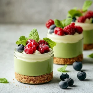 Matcha White Chocolate Cheesecake Jars combine the creamy, rich flavor of cheesecake with the distinctive taste of matcha green tea. This delightful dessert is perfect for special occasions or casual gatherings, offering a modern twist on traditional cheesecake. With a crisp graham cracker crust topping a smooth matcha-infused filling, these jars are not only visually appealing but also provide a refreshing flavor profile that will tantalize your taste buds.