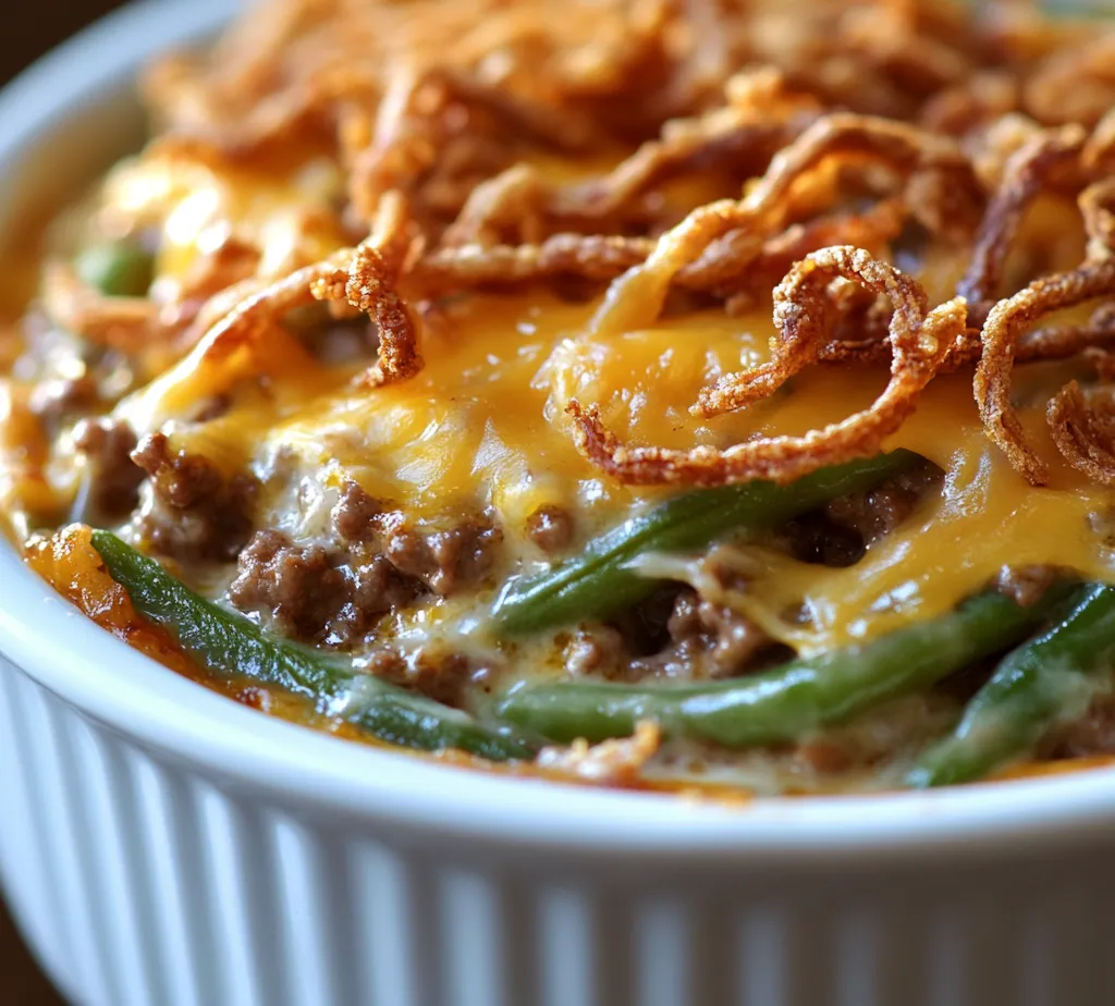 The savory hamburger and green bean casserole is a delightful blend of flavors that perfectly embodies comfort food. This dish is ideal for family dinners, gatherings, or any occasion when you want to serve something hearty and satisfying. Casseroles are beloved in home cooking for their convenience—simply combine your ingredients, place them in the oven, and enjoy the aroma of a meal that's baking to perfection.