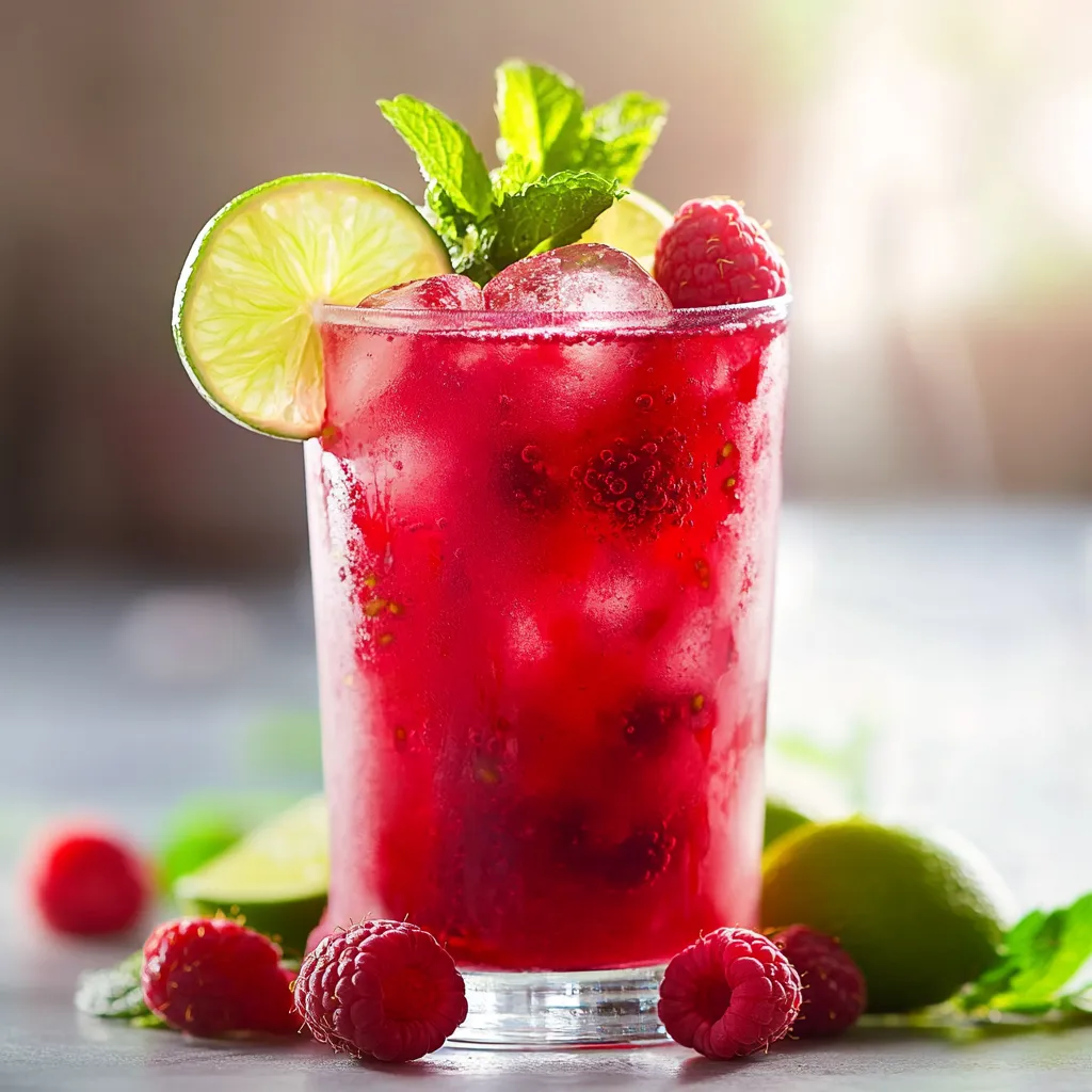 The Raspberry Hibiscus Refresher is a vibrant and delightful beverage perfect for those warm sunny days when you crave something refreshing. This easy-to-make drink captures the essence of summer, combining floral notes from dried hibiscus flowers with the tart sweetness of fresh raspberries and a zing of lime juice. Not only does it look stunning with its deep red hue, but it also provides a beautiful balance of flavors that tantalize your taste buds.