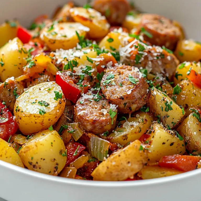The Savory Sausage and Potato Skillet Delight is a comforting, hearty dish that's perfect for any time of the week. Combining the bold flavors of Italian sausage with tender, golden potatoes and vibrant vegetables, this recipe is not only delicious but also incredibly easy to prepare. The amalgamation of flavors from the sausage, potatoes, and aromatic spices creates a dish that warms the soul and satisfies the appetite, making it an ideal choice for family dinners, casual gatherings, or a quick weeknight meal.
