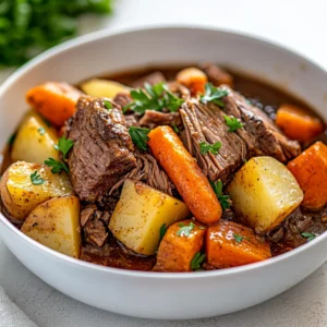 Exploring the comforting essence of a classic chuck roast, this melt-in-your-mouth crock pot recipe captures the heartiness and flavor that resonates with home-cooked meals. The slow cooking method not only tenderizes the meat but also allows the rich flavors of the herbs and vegetables to meld beautifully, creating a dish perfect for any occasion. This recipe embodies a warm, cozy experience that can transform an ordinary dinner into a memorable family gathering.