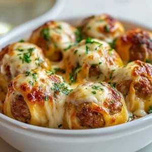 A delicious twist on traditional meatballs, Cheesy Meatball Bombs offer a fun and flavorful option that is perfect for family dinners or social gatherings. These delectable bites cleverly combine seasoned ground beef, creamy mozzarella, and convenient pizza dough into a warm and inviting package that everyone will love. The combination of savory meat, melty cheese, and flaky dough makes these bombs a standout dish that will definitely impress your guests.