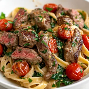 The allure of creamy pasta dishes lies in their ability to marry comforting textures with bold flavors, and the One-Pot Creamy Spicy Garlic Butter Steak & Pasta does just that. With simple ingredients and an uncomplicated method, this dish showcases the rich, savory taste of steak complemented by the richness of cream, all while embracing a kick of heat that makes the palate come alive. Ideal for those busy weeknight dinners or an effortless gourmet meal on the weekends, this recipe promises both satisfaction and convenience.