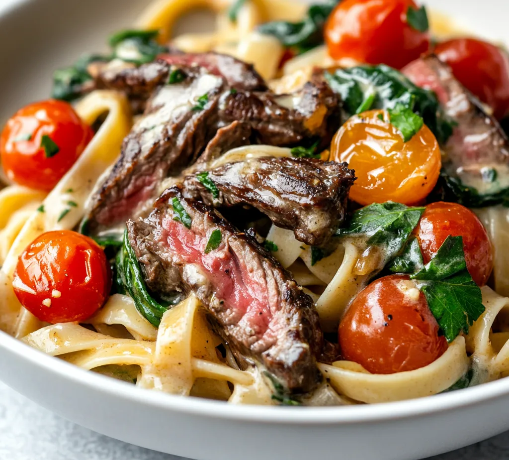 The allure of creamy pasta dishes lies in their ability to marry comforting textures with bold flavors, and the One-Pot Creamy Spicy Garlic Butter Steak & Pasta does just that. With simple ingredients and an uncomplicated method, this dish showcases the rich, savory taste of steak complemented by the richness of cream, all while embracing a kick of heat that makes the palate come alive. Ideal for those busy weeknight dinners or an effortless gourmet meal on the weekends, this recipe promises both satisfaction and convenience.