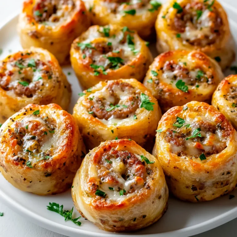 Savory Sausage Pinwheels Delight is a delectable appetizer that brings together the bold flavors of Italian sausage and melty mozzarella wrapped in crispy crescent roll dough. This recipe is not just a mere snack; it's a celebration of taste and texture that will tantalize your taste buds. The combination of the savory sausage melded with the gooey cheese enveloped in the flaky dough results in a mouth-watering treat that’s perfect for multiple occasions. Whether you're hosting a party, watching a game, or looking for a cozy dish to enjoy at home, these pinwheels are bound to impress.