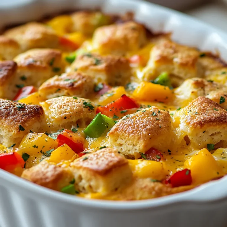 The Savory Biscuit Breakfast Casserole Delight is the ultimate way to kickstart your day, offering a fabulous fusion of hearty flavors and comforting textures. The dish combines the richness of eggs with the savory goodness of sausage or ham, all enveloped in flaky biscuit dough, making it a beloved choice for breakfast enthusiasts. It’s not just a meal; it's a gathering centerpiece, seamlessly accommodating families or brunch events, and the colorful medley of fresh vegetables elevates both its taste and visual appeal.