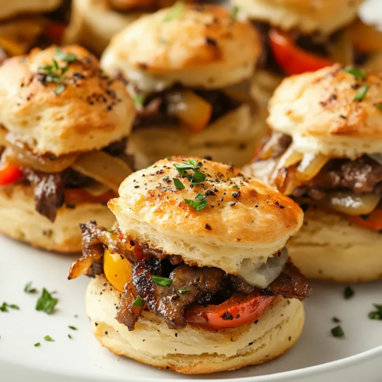 The Mini Philly Cheesesteak Biscuit Sliders combine the beloved flavors of a classic Philly cheesesteak with the convenience and comfort of biscuit dough. This delightful recipe captures the essence of a traditional cheesesteak while adding a twist that makes it perfect for a variety of occasions. Whether you're serving these sliders at a backyard barbecue, preparing snacks for a game day gathering, or looking for an easy weeknight dinner, these sliders are designed to please everyone at your table. They are easy to make yet packed with flavor, making them an irresistible treat for food lovers of all ages.