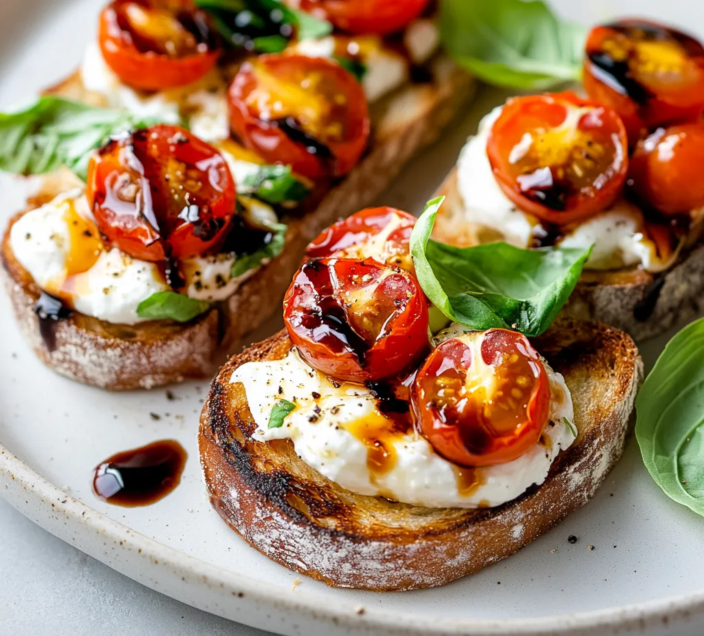 Burrata bruschetta is a delightful appetizer that combines the rustic charm of toasted sourdough bread with the creaminess of fresh burrata cheese. This perfectly balanced dish is a celebration of summer, highlighting the freshness of tomatoes and the aromatic touch of basil. Not only is this recipe simple to prepare, but it also showcases vibrant ingredients that come together to please a crowd. Whether you serve it at a barbecue, a family gathering, or as a starter before an elegant dinner, burrata bruschetta offers an inviting texture and flavor that captivates the senses.