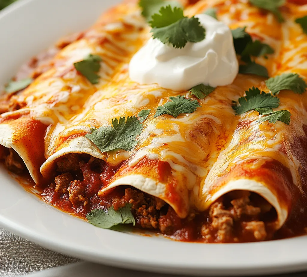Beef enchiladas are a classic dish that brings together a delightful combination of flavors and textures. This particular recipe for Beef Enchiladas Extravaganza highlights the richness of seasoned ground beef paired with creamy black beans, all enveloped in soft tortillas and topped with a generous layer of melted cheese. Whether you are hosting a family dinner or looking for a comforting meal after a long day, these enchiladas are the perfect choice. They are hearty, satisfying, and immensely delicious, making them a staple in many households.