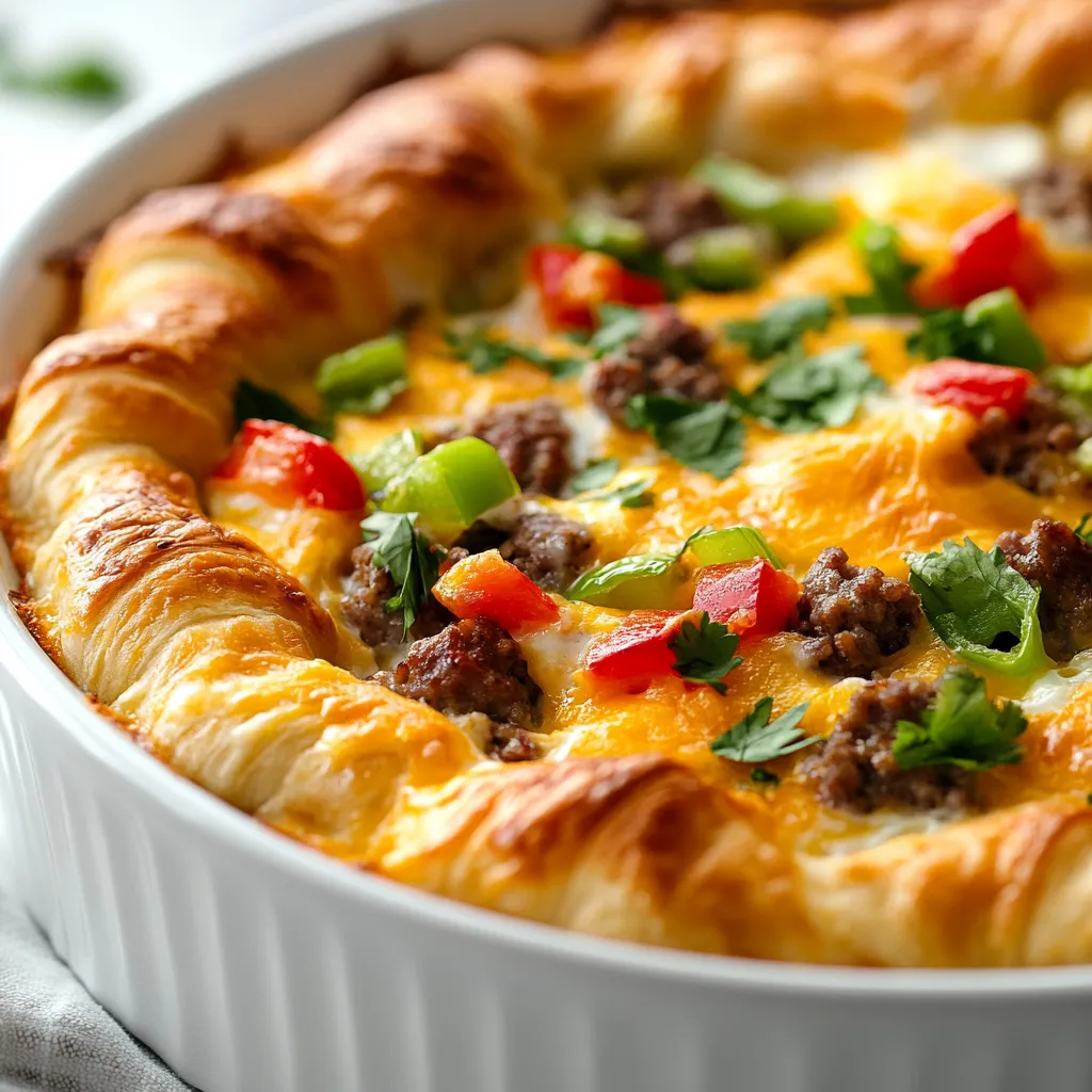 Breakfast casseroles have earned their place as a favorite for any morning meal gathering, blending the best of convenience and comfort. Their appeal lies in the ability to prepare them in advance, allowing for leisurely mornings without sacrificing flavor. Among these delightful recipes, the Savory Crescent Roll Breakfast Bake stands out for its accessibility and delicious taste. Utilizing refrigerated crescent roll dough as a base not only simplifies the process but also adds a flaky, buttery layer that complements the hearty fillings beautifully.