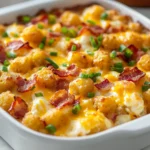 Breakfast casseroles have surged in popularity for their ease of preparation and hearty nature, making them a staple in many homes, especially on weekends. They offer a delightful way to combine favorite breakfast ingredients into one delicious dish that can serve a crowd. The Savory Bacon, Egg, and Tater Tot Breakfast Casserole is a perfect example, bringing together the irresistible flavors of crispy bacon, fluffy eggs, and the comforting crunch of tater tots, all under a bubbling layer of sharp cheddar cheese.